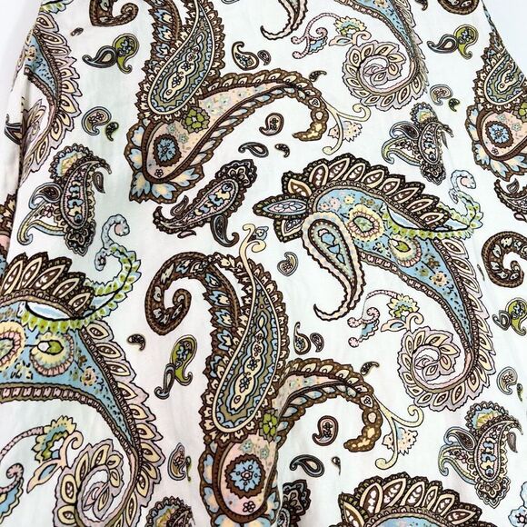 Premise Linen Blend Fit & Flare Dress Womens 10 Dream Paisley Sleeveless Zip - Picture 2 of 11